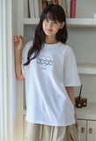 Cat's Heart Chain Embroidery Short Sleeve Tee