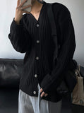 Moss V-neck ribbed cardigan