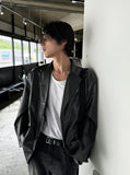 Raw Classic Leather Blazer Jacket