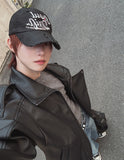 Zadon High-Neck Overs Fit Leather Jacket