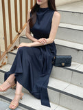 Cheline high neck sleeveless strap long one piece