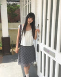 Deti See-through Check Midi Skirt