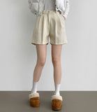Winter Shorts Corduroy Fleece Brushed Pin Tuck Banding Short Pants