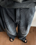 Pintuck Over Wide Denim