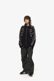 [2-WAY] Skull Bone Knit Zip-up
