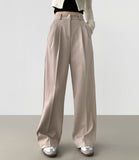 Winter Wool Two Pintuck Inner Clip Wide Slacks