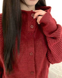 Sihan High Neck Angora Hooded Knit Cardigan