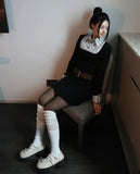 See-through two-tone knee-high socks