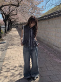 Posin Side Cut Vintage Washing Denim Pants