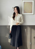 Meshu Suede Flare Long Skirt (Belt Set)