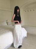 Paron Summer Cotton String Wide Pintuck Pants
