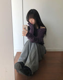 Kyuhin Sleeve Button One-Shoulder Sweatshirt