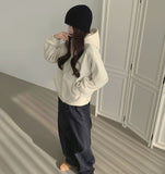 Two-Way Fleece High Neck Thick Hood Zip-Up