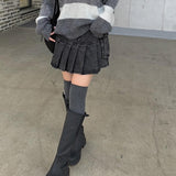 Kanko Two-Pocket Black Denim Mini Skirt