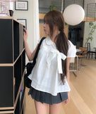 Ain Ribbon Short Sleeve Blouse