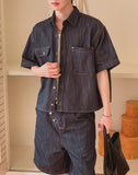 Bion Stitch Half Denim Shirt