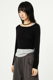 Olive wide-neck crop long sleeve