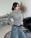 Kend Rivet Pigment Crop Long Sleeve