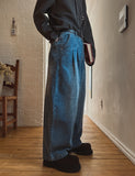 Fleet two tuck wide denim pants