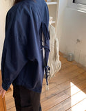 Ebenk Back Ribbon Cotton Over Shirt
