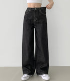4 Seasons Non-fade Raw Back Banding Wide Fit Denim Pants