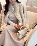 Lumare High-Neck Eco Fur Mink Short Jacket