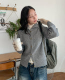 Hideout Raglan High Neck Knit Cardigan