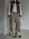 Bendy Zipper Diagonal Pocket Cargo Pants