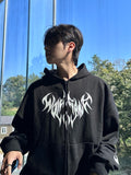 Unisex Devil Overfit Hooded Zip-Up
