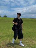 Graffiti denim half pants
