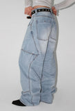 KNEE POCKET WIDE DENIM