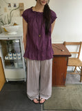 Hachika Vintage Shirring Cap Sleeve Blouse