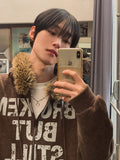 Loud Corduroy Studded Fur Hooded Zip-Up