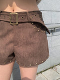 Dura Stud Suede Belt Shorts