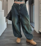 Kenta rivet pintuck balloon denim pants