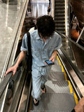 Summer denim half shirt