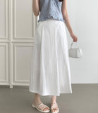 Summer Unbalanced Pintuck A-line Poly Long Skirt