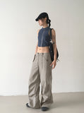 Ronber Pocket String Slit Wide Two-Way Pants