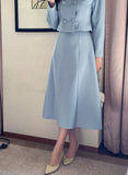Siken Double Crop Jacket Flare Skirt Set
