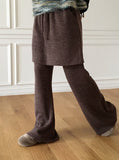 Fisha brushed ribbed skirt pants long bootcut pants