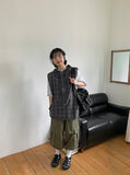 [unisex] Loved Summer Check Hooded Vest