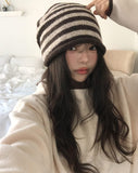 Striped Back Strap Wool Beanie