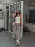 Bulky Pintuck Cargo Bermuda Pants