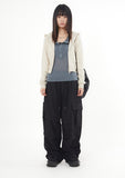 Eyelet 2-way short hood zip-up