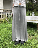 [Adjustable Strap] Genshi Frill Span Strap Long Skirt
