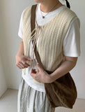 Ririna Ribbon Layered Punching Knit Vest