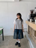 Myusen Damage Washing Bermuda Denim Pants
