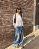 Leuken Pintuck Frill Blouse