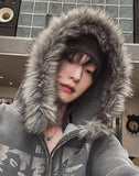[LANARCH] Fox Fur Star Print Hoodie Zip-up