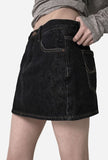 Embroidered Western Raw Denim Skirt